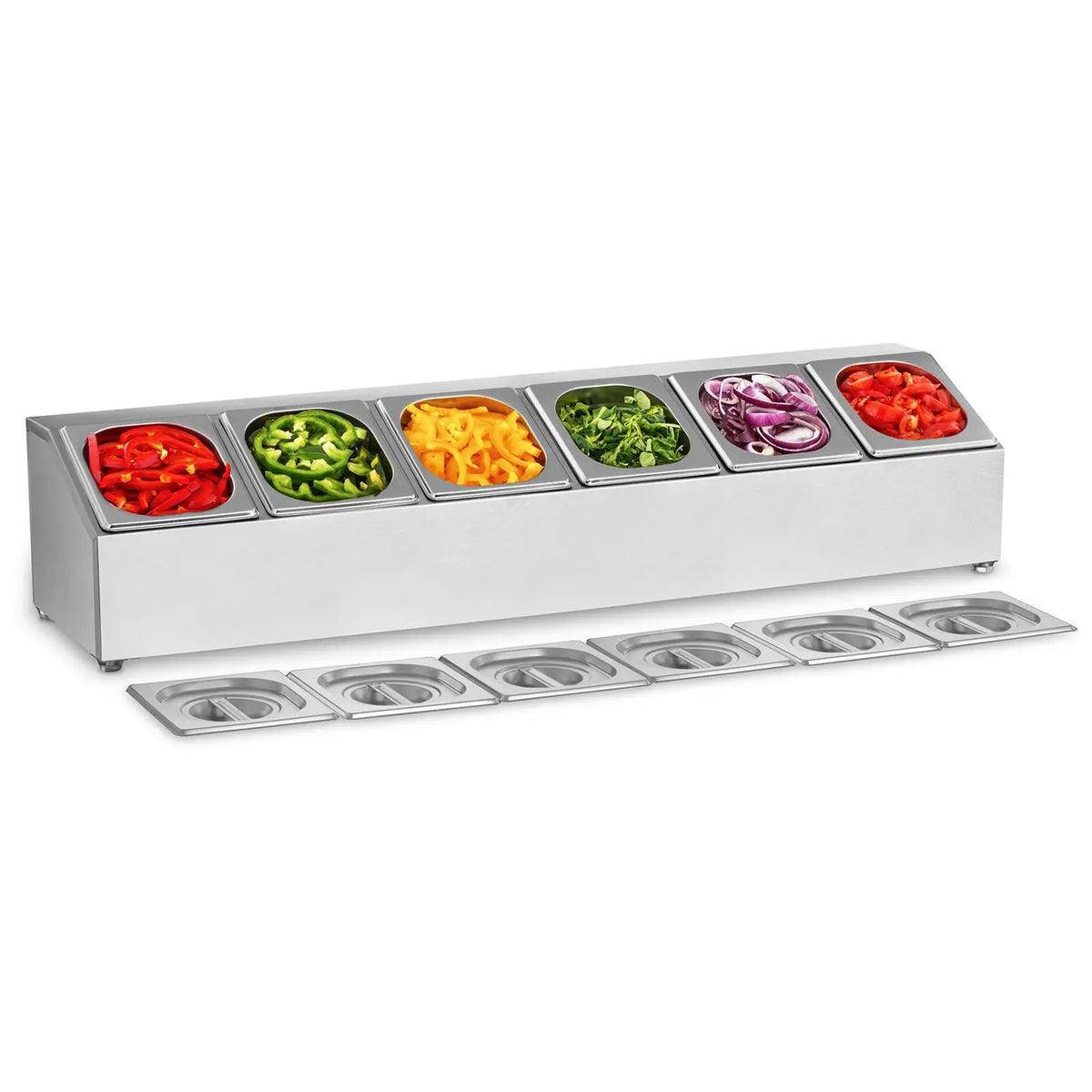 Royal Catering RCPN 6 Aufsatzbord für sechs GN 1/6 Behälter – Herstellerbild